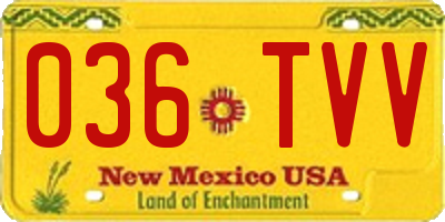 NM license plate 036TVV