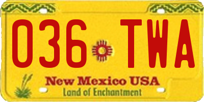 NM license plate 036TWA