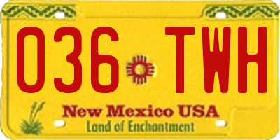 NM license plate 036TWH