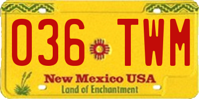NM license plate 036TWM