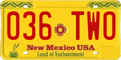 NM license plate 036TWO