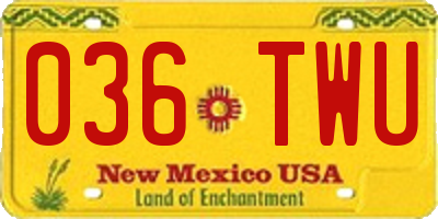 NM license plate 036TWU