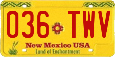 NM license plate 036TWV