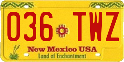 NM license plate 036TWZ