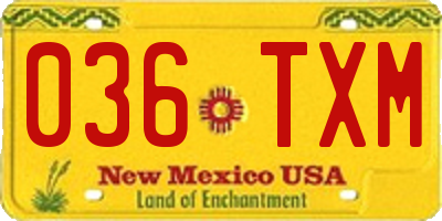 NM license plate 036TXM