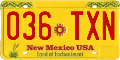 NM license plate 036TXN