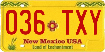 NM license plate 036TXY