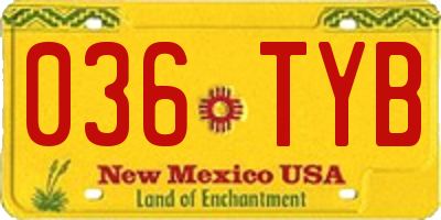 NM license plate 036TYB