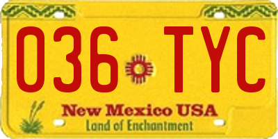 NM license plate 036TYC