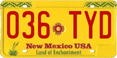 NM license plate 036TYD