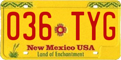 NM license plate 036TYG