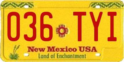 NM license plate 036TYI