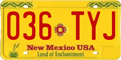 NM license plate 036TYJ