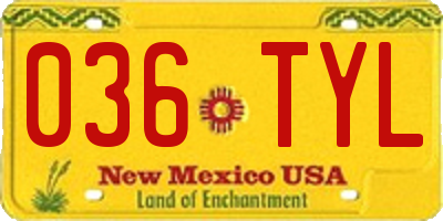 NM license plate 036TYL