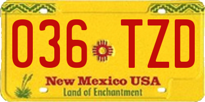 NM license plate 036TZD