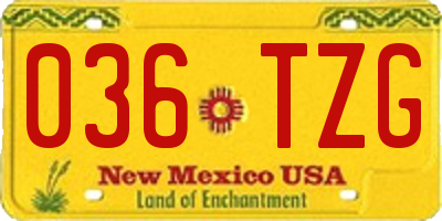 NM license plate 036TZG