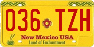 NM license plate 036TZH