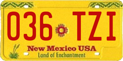 NM license plate 036TZI