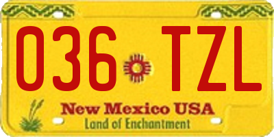 NM license plate 036TZL