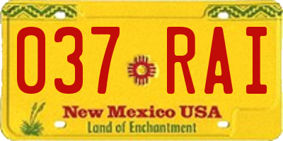 NM license plate 037RAI