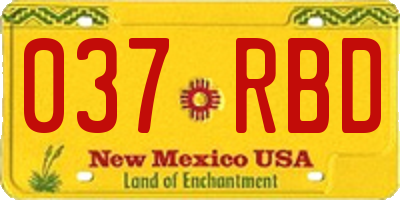 NM license plate 037RBD