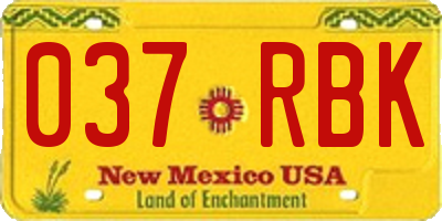NM license plate 037RBK