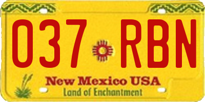 NM license plate 037RBN