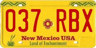 NM license plate 037RBX