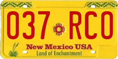 NM license plate 037RCO