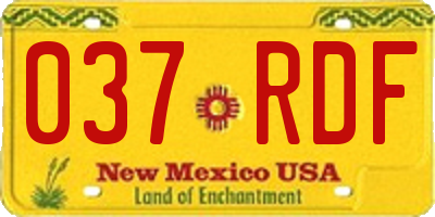 NM license plate 037RDF