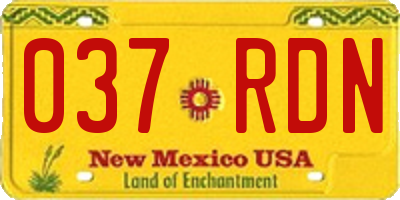 NM license plate 037RDN