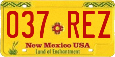 NM license plate 037REZ