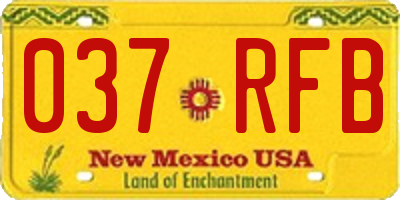 NM license plate 037RFB