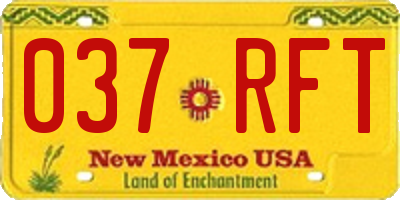 NM license plate 037RFT