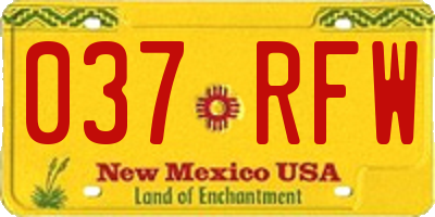 NM license plate 037RFW