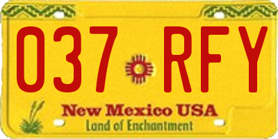 NM license plate 037RFY