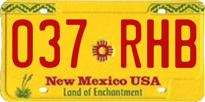 NM license plate 037RHB
