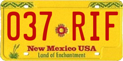 NM license plate 037RIF