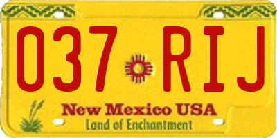 NM license plate 037RIJ