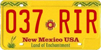 NM license plate 037RIR