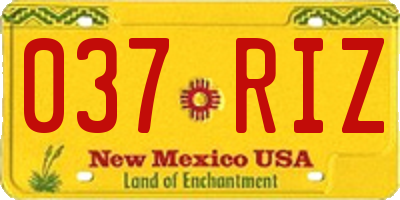 NM license plate 037RIZ