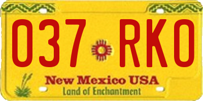 NM license plate 037RKO