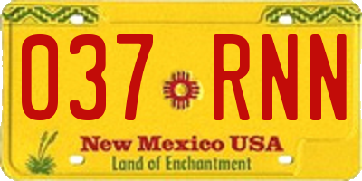 NM license plate 037RNN