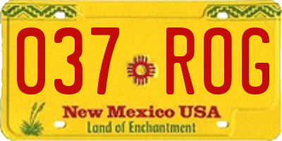 NM license plate 037ROG