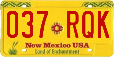 NM license plate 037RQK