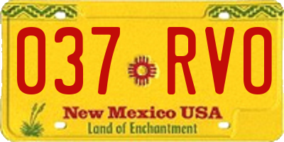 NM license plate 037RVO