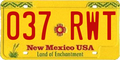 NM license plate 037RWT