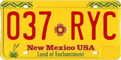NM license plate 037RYC