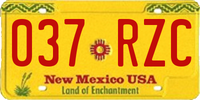 NM license plate 037RZC