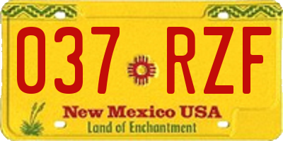 NM license plate 037RZF